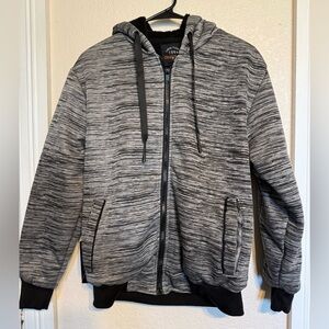Warm Youth sized Gray/Black Zip up Hoodie Sweater